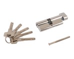Цилиндр профильный ELEMENTIS 40(ключ)/40(овальная ручка) ЦАМ, 5 перфорированных ключей, никелированный