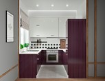 Кухня П-образная, AGT глянец, белый/фиолетовый