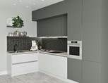 Кухня угловая, Модерн AGT глянец белый/матовый серый