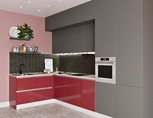 Кухня угловая, Модерн AGT глянец красный/матовый серый