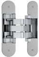 Петля скрытая для компланарных дверей, универсальная, 3D, 130x32/25 мм, 60 кг, цамак и алюминий, с 4 накладками и 4 винтами для крепления накладок, серебро матовое