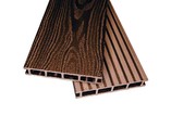 Террасная доска двухсторонний Комфорт крупный вельвет с брашингом/текстура дерева шоколад25х145х6000 мм (0.87 кв.м.)