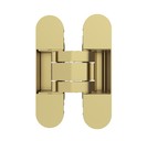 (1 кор.=2 петли) Петля скрытая ELEMENTIS, универсальная, 3D, 120x30 мм, 50 кг, цамак, золото  матовое