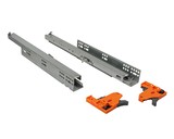 Комплект направляющих Push-to-Open скрытого монтажа Firmax 3D Control под штангу синхронизатор L=500мм, полного выдвижения, для ЛДСП 16мм, 3д регулировка (2 направляющие + 2 фиксатора)