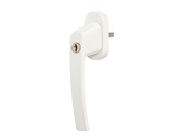 Ручка оконная алюминиевая с ключом-кнопка 37 мм овальная накладка 90° + 2 винта белый RAL9016