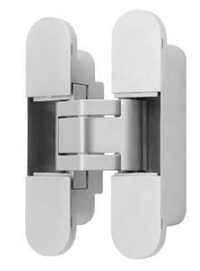 (1 кор.=2 петли) Петля скрытая ELEMENTIS, серия ITALY, универсальная, 3D, 120x27 мм, 60 кг, цамак, цвет серебро матовое Изображение 3