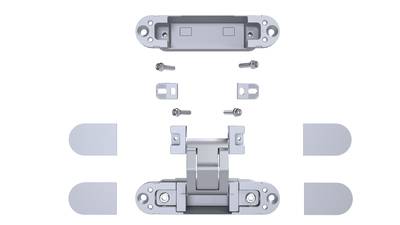 (1 кор.=2 петли) Петля скрытая ELEMENTIS, серия ITALY, универсальная, 3D, 120x27 мм, 60 кг, цамак, цвет серебро матовое Изображение 10
