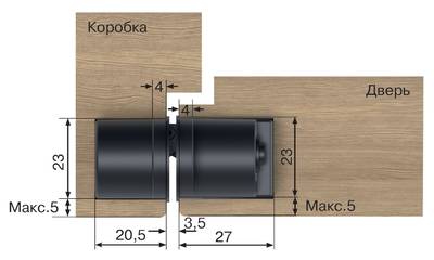 (1 кор.=2 петли) Петля скрытая ELEMENTIS, универсальная, 3D, 115x23 мм, 40 кг, цамак, черный матовый Изображение 19
