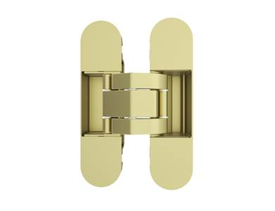 (1 кор.=2 петли) Петля скрытая ELEMENTIS, универсальная, 3D, 120x30 мм, 50 кг, цамак, золото  матовое Изображение
