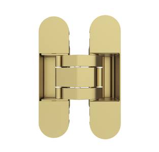 (1 кор.=2 петли) Петля скрытая ELEMENTIS, универсальная, 3D, 120x30 мм, 50 кг, цамак, золото  матовое Изображение