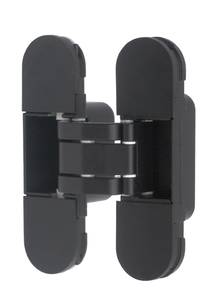 (1 коробка=2 петли) Петля скрытая ELEMENTIS, универсальная, 3D, 110x30 мм, 40 кг,цамак, черный матовый RAL 9005 Изображение