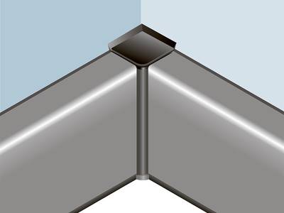 Угловой соед. элемент прямоугольного пристеночного бортика SCILM 90° [внутренний угол] (пластик, серый) Изображение