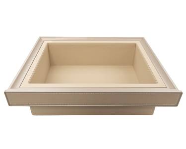 ALPHALUX Aiden Выдвижная корзина в базу 600 мм, 564х420х140 (ШхГхВ), кожа, шампань Изображение 3