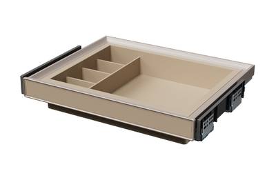 ALPHALUX Aiden Выдвижной лоток для аксессуаров в базу 600 мм, 564х420х133 (ШхГхВ), экокожа, шампань Изображение