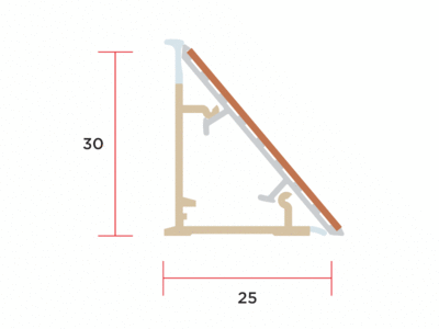 Бортик пристеночный треугольный ALPHALUX, 30*25 мм, L=4.1м, Дуб светлый (Rovere) S073 FRAS, алюминий Изображение 2