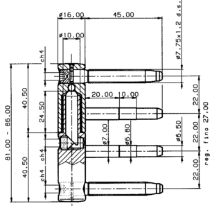 Петля ввёртная четырёхштыревая OTLAV CF 495 160 H1 02 (D=16 мм, створ. часть, бихром) Изображение 2