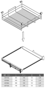 Корзина бельевая для выдвижной рамки Vibo (490x505x150 мм, серебро) [ACF48AL] Изображение 2
