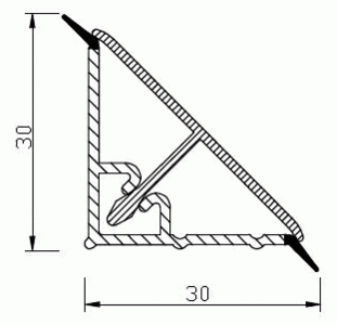 Плинтус для столешницы треугольный, алюминий матовый 30x30мм L=4м FIRMAX Изображение 2