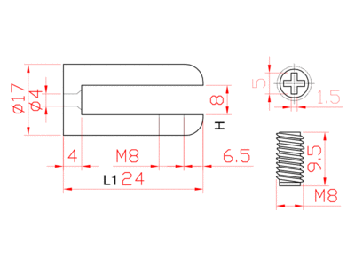 Полкодержатель для стеклянных полок Firmax (D=17 мм, H=8 мм, L=24 мм, никель матовый, цинк) Изображение 2