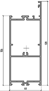 Профиль створки дверной 128мм (6,5м), RAL9016 Изображение 1