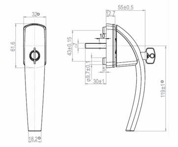 Ручка для окон из ПВХ с ключом Roto Swing  (Штифт=37 мм, 90°, белый) Изображение 2