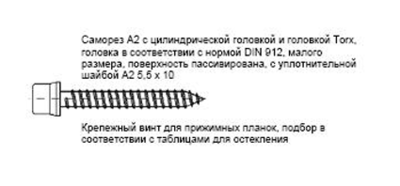 Cаморез стальной, нерж., TХ25, 5,5х22мм, с EPDM шайбой, 100шт. ALUMARK Изображение 2