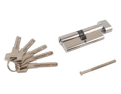 Цилиндр профильный ELEMENTIS 30(ключ)/30(ручка овальная), 5 ключей, никелированный Изображение 2