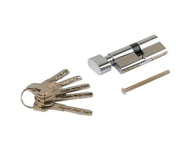Цилиндр профильный ELEMENTIS 35(ключ)/35(овальная ручка) ЦАМ, 5 перфорированных ключей, никелированный Изображение