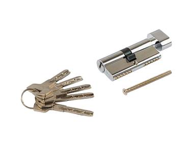 Цилиндр профильный ELEMENTIS 35(ключ)/35(овальная ручка) ЦАМ, 5 перфорированных ключей, никелированный Изображение 2
