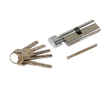 Цилиндр профильный ELEMENTIS 45(ключ)/35(овальная ручка) ЦАМ, 5 перфорированных ключей, никелированный Изображение