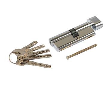 Цилиндр профильный ELEMENTIS 45(ключ)/35(овальная ручка) ЦАМ, 5 перфорированных ключей, никелированный Изображение 2