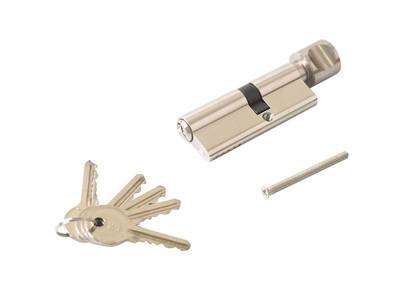 Цилиндр профильный ELEMENTIS 45(ключ)/35(ручка) ЦАМ, 5 перфорированных ключей, никелированный Изображение 1
