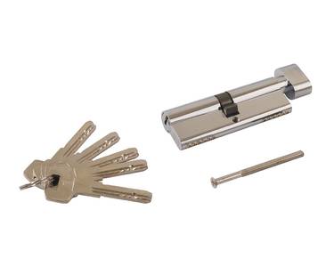 Цилиндр профильный ELEMENTIS 45(ключ)/45(ручка) ЦАМ, 5 перфорированных ключей, никелированный Изображение