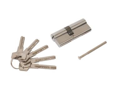 Цилиндр профильный ELEMENTIS 45(ключ)/50(ключ) ЦАМ, 5 перфорированных ключей, никелированный Изображение