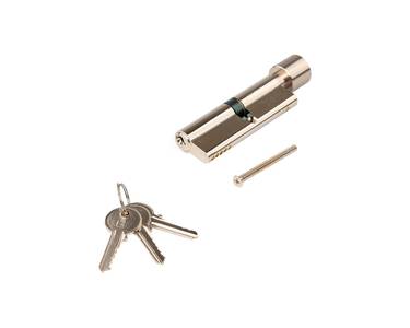 Цилиндр профильный ELEMENTIS с ручкой 45(ручка D24,5мм)/50(ключ), никелированный (3 ключа) Изображение 2