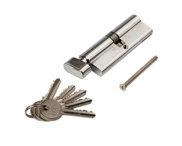 Цилиндр профильный 45(ключ)/45(ручка овальная 28мм), алю, 5 ключей Изображение 2