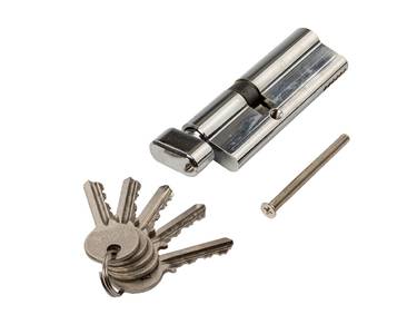 Цилиндр профильный 55(ключ)/35(ручка овальная 28мм), алю, 5 ключей Изображение 2