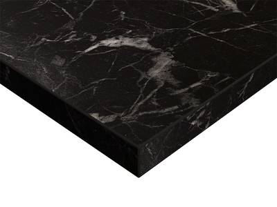 Фасад мебельный МДФ ALVIC глянцевый черный мрамор (Oriental Black) Изображение