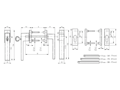 Гарнитур балконный Internika DUBLIN с ключом, с накладкой на цилиндр, штифт 117 мм, 4 винта, коричневый матовый RAL8019M (45°) Изображение 2