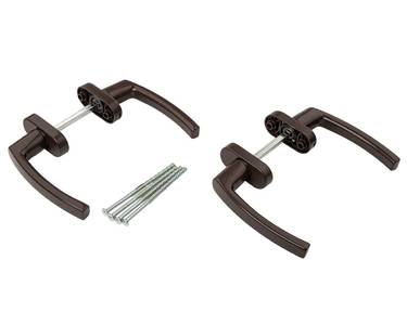 Гарнитур для балконной двери алюминиевый коричневый, штифт 120 RAL 8019 Изображение