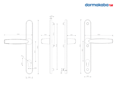 Гарнитур нажимной dormakaba BREMEN, 92/8/30мм, на толщину двери 38–80 мм, белый RAL 9016 Изображение 2