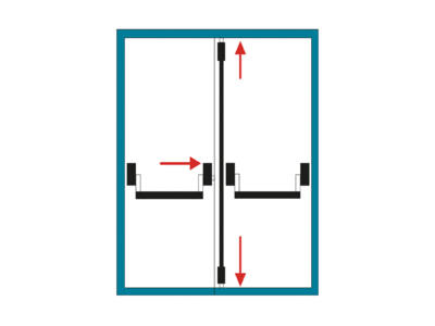 Комплект Антипаники на 2-створчатую дверь, 1+2 точки запирания, 1150мм, зеленый Изображение 2