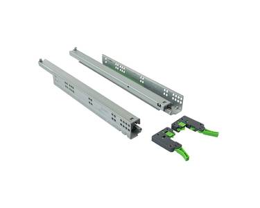 Комплект направляющих Push-to-Open скрытого монтажа Firmax Smartline, L=400мм, полного выдвижения, для ЛДСП 16 мм, (2 направляющие + 2 крепления) Изображение