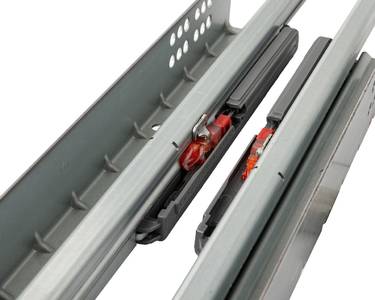 Комплект направляющих скрытого монтажа с фиксаторами Firmax L=350мм, полного выдвижения с доводчиком, для ЛДСП 16мм Изображение 4