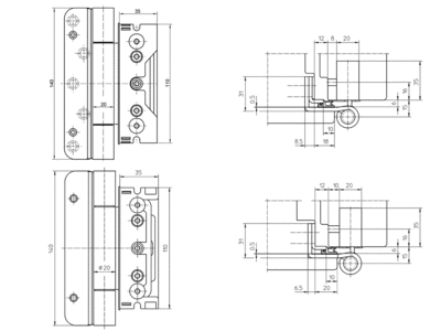 Комплект петель SIMONSWERK для дверей 3 шт. до 160 кг. белый RAL9016 модель 4030 с противовзломным штифтом Изображение 2
