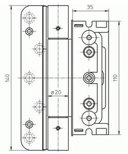 Комплект петель для дверей 3 шт. до 160 кг. оцинкованные с противовзломным штифтом Изображение 2