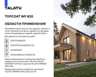 Лак финишный, полуматовый TALATU TOPCOAT WF 610-30 BASE T, 18л. Изображение 3