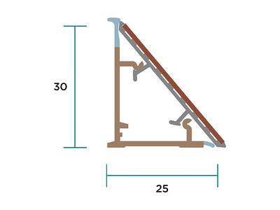 Пристеночный бортик треугольный SCILM (L=4 м, 30x25 мм, пластик+алюминий) Изображение 3