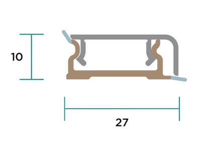 Пристеночный бортик прямоугольный SCILM (10х30 мм, L=4000 мм, алюминий) Изображение 2