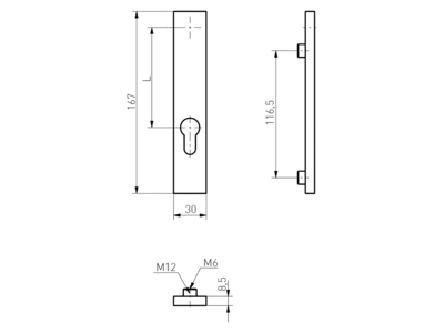 Накладка на цилиндр замка прямоугольная Medos Riga (30x167 мм, INOX) [70S292F6B] Изображение 2